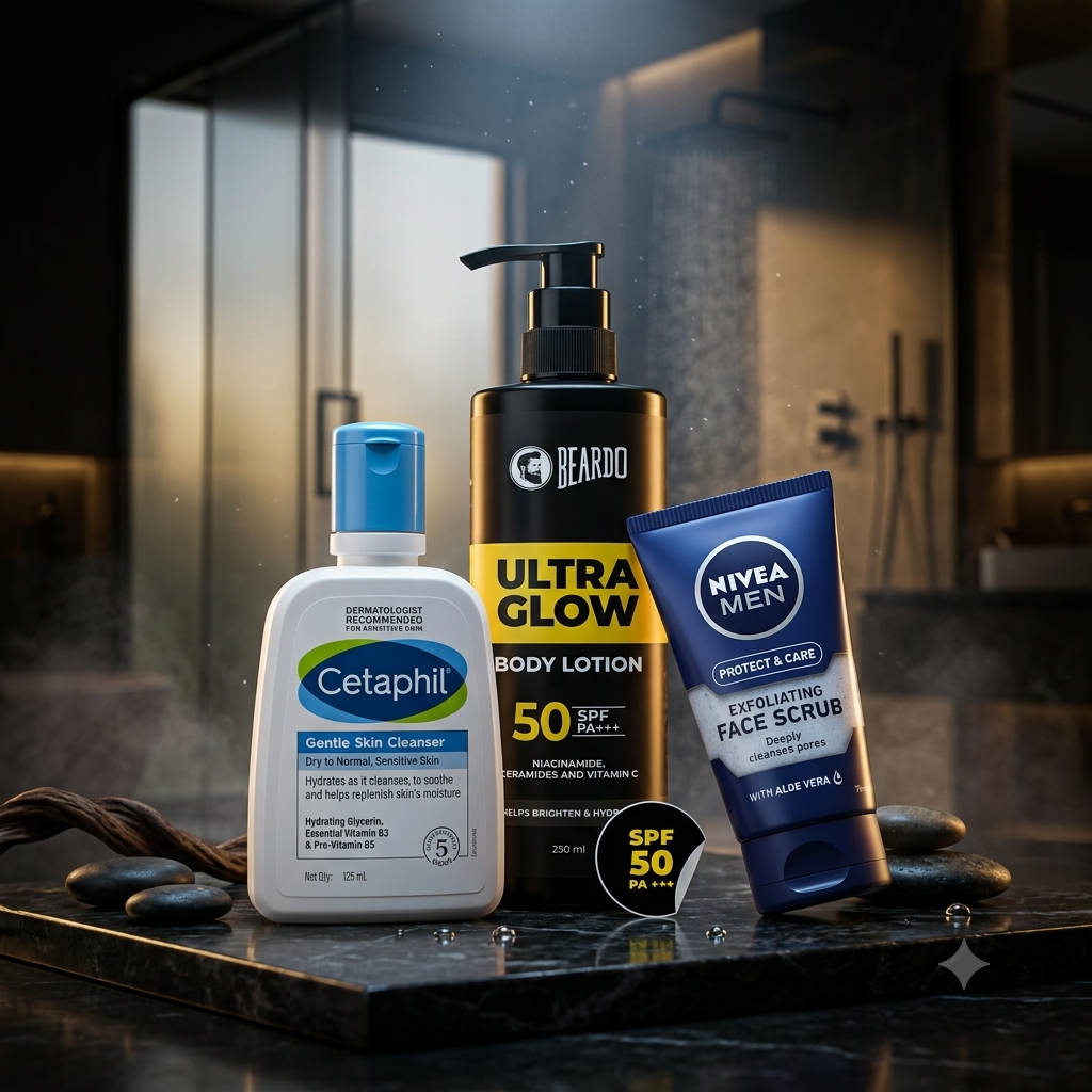 Skin care cleanser, lotion and face scrub products
